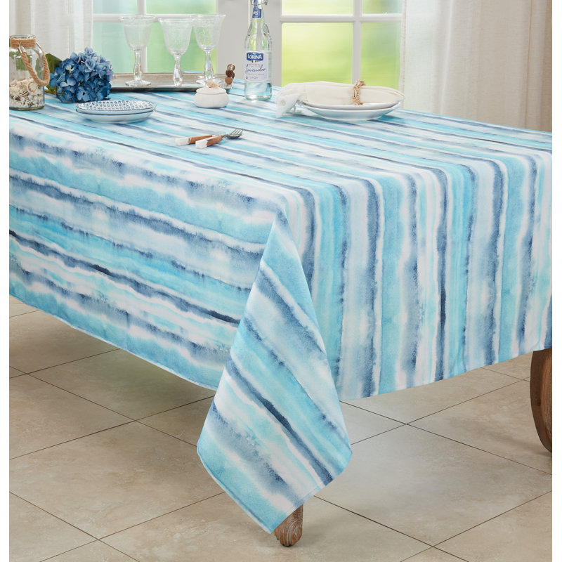 Blue Watercolor Design Rectangular Fabric Tablecloth