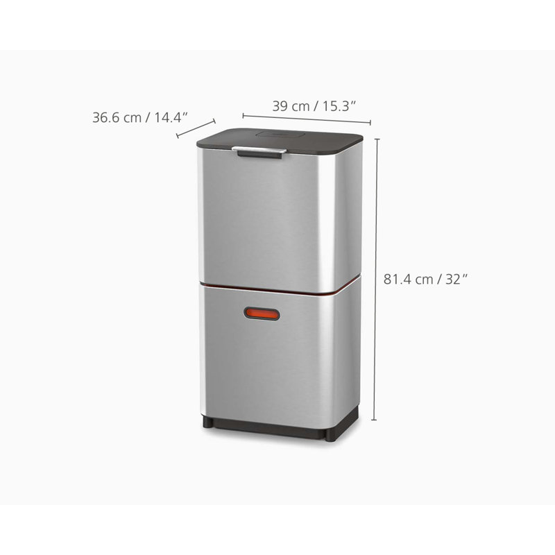Totem Waste & Recycling Dual Kitchen Trash Can, 15.85 US Gallons, Stainless Steel