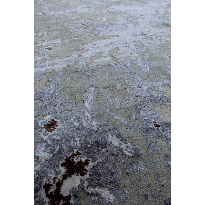 Odyssey Modernist Organic Abstract Hand-Knotted Wool/Silk Gray Beige Area Rug / Rug Size: Rectangle, Rectangle 8' x 10'