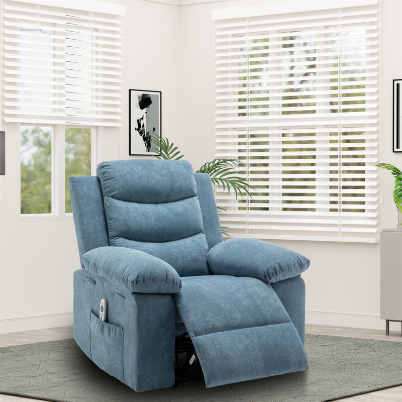 Fauteuil inclinable électrique avec fonction de massage et chauffage Pantasis, Bleu