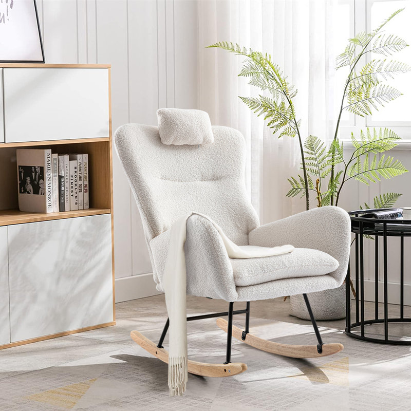 Chaise berçante en métal Jamaul, Blanc