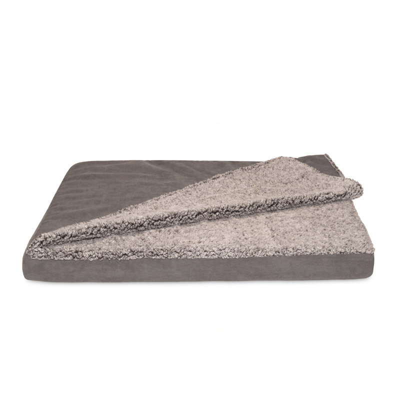 Berber & Suede Blanket Top Deluxe Mattress Orthopedic Dog Bed, Gray, Large (36" W x 27" D x 3" H)
