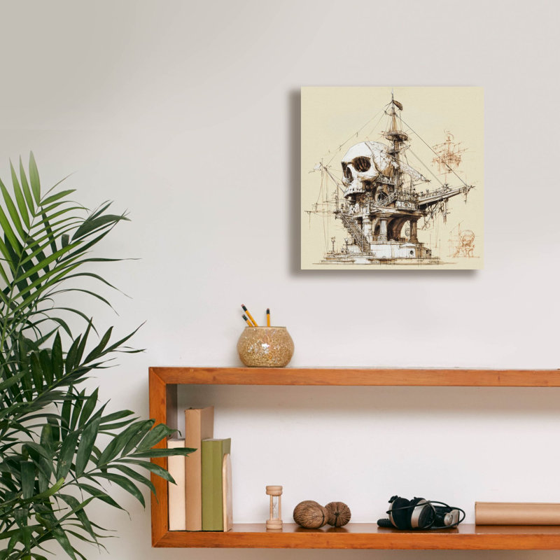  «Pirate Ship Blueprint 2» par Ann Klee, art mural sur toile, 12 po x 12 po, H 12 po x l 12 po