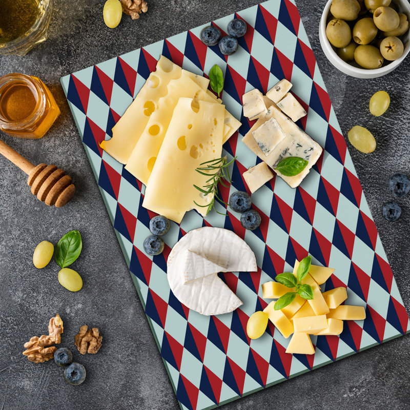 Planche à découper Ambesonne Americana grande taille rouge demi-triangles rouge bleu foncé et blanc
