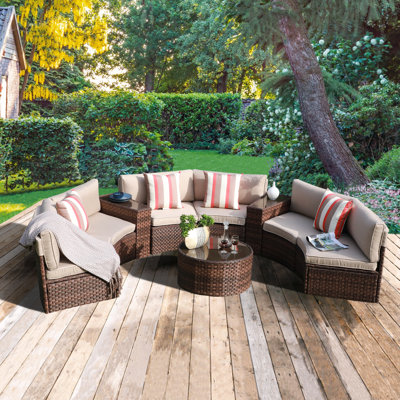 Tigridie Premium All-Weather Wicker 6 - Person Patio Conversation Sets