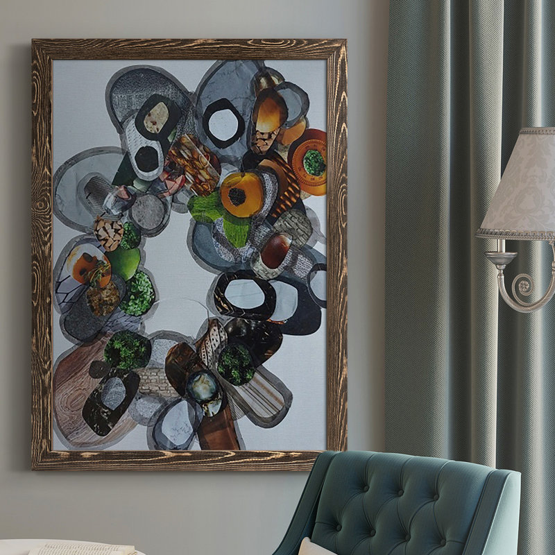«Amelia Island Stones» par Coco Good, reproduction sur toile, H 43,5 po x l 31,5 po x P 1 po, Cadre noyer