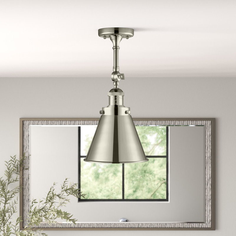 Donovan Semi Flush Mount, Polished Nickel, 6 Watt Vinage LED Bulb