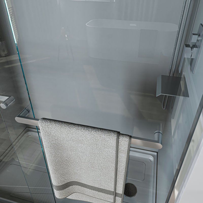 34''-35.5'' Black Aluminum Frameless Bi-Fold Shower Door