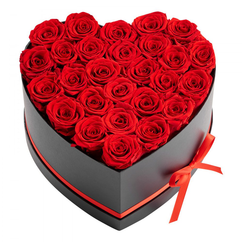 Forever Flowers, 27 Preserved Roses in a Heart Shape Box, Eternal Flowers Immortal Bouquet Birthday Present for Anniversary, Valentine's Day,Christmas, Red