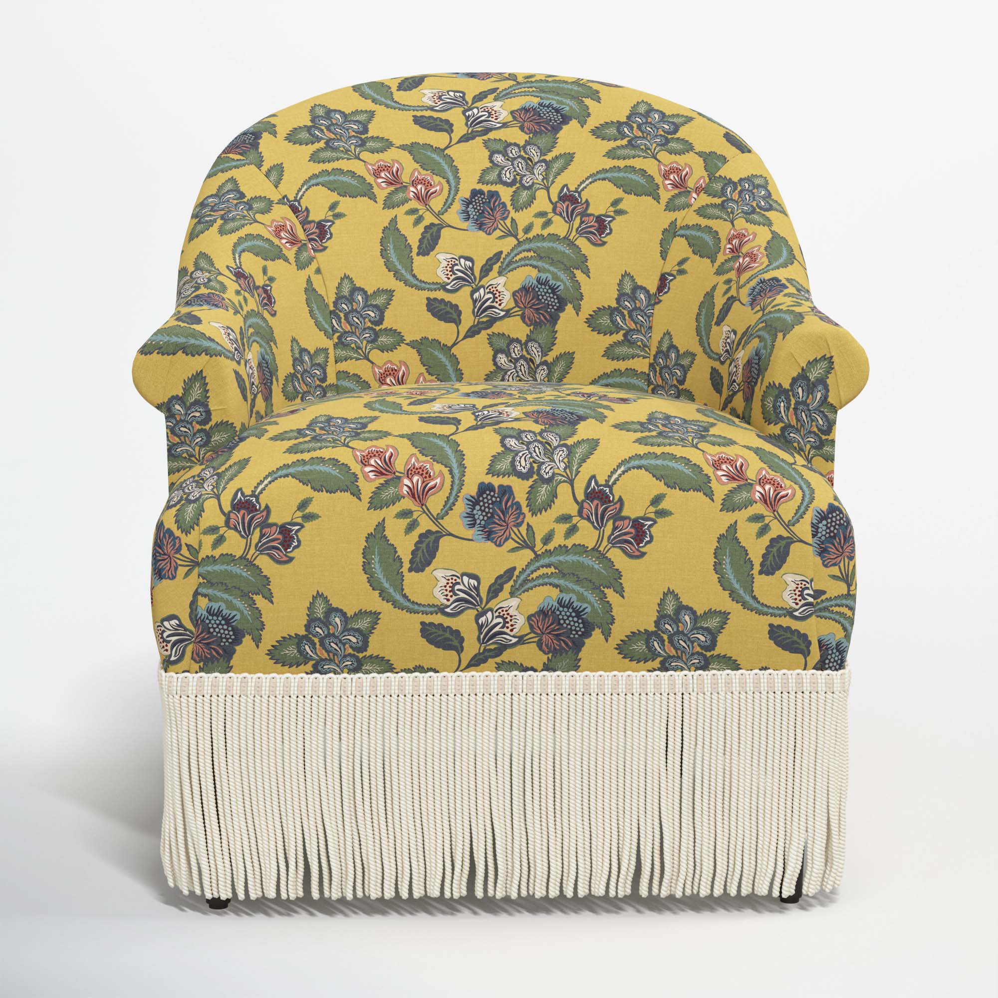 Callie Barrel Chair, Libby Floral Gold, Ivory