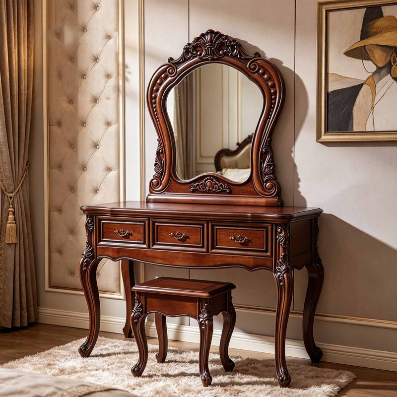 European style luxury carved dressing table