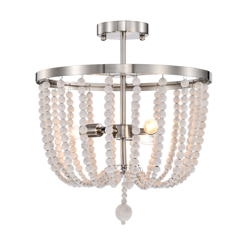 Plafonnier semi-encastré 3 lumières 15,75 po Kocher, Nickel satiné, Brun
