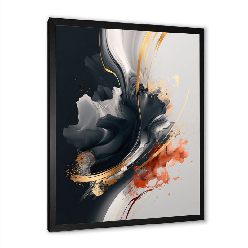 Or, formes modernes, reproduction d'art sur toile, Impression noire sur toile encadrée, H 20 po x l 12 po x P 1 po