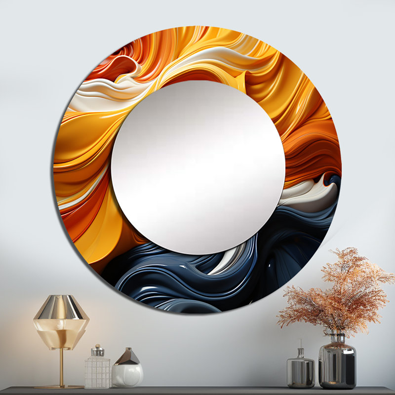 Abstrait abstrait de couleur de soupe - miroir mural unique de soupe, miroir rond traditionnel, impression d'art en métal