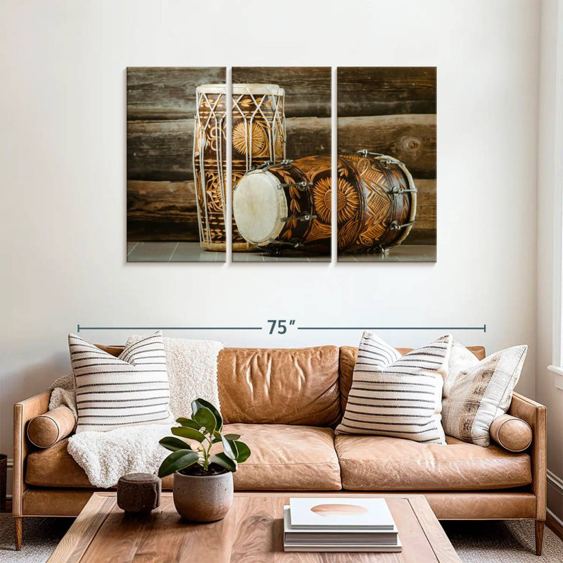 Abarca Indian Dholak Drums, 36" H x 57" W