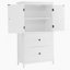 Armoire de rangement pour salle de bain, armoire avec deux portes et tiroirs, tablette réglable, panneau de fibres à densité moyenne, blanc-103385732