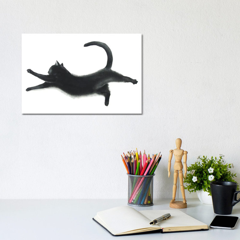 Yoga Black Cat I by Alexey Dmitrievich Shmyrov - Wrapped Canvas Gallery-Wrapped Canvas Giclée, 20.32 cm H x 30.48 cm W