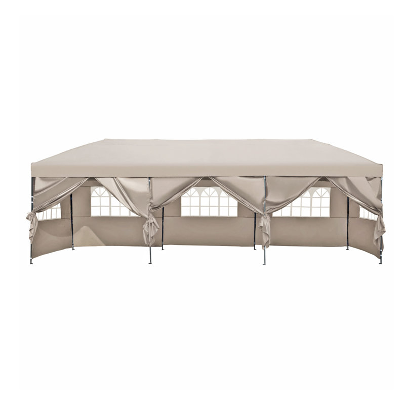 Auvent 10X30 avec parois latérales, tente de fête extérieure robuste avec sac à roulettes, pour patio, mariage, cour arrière