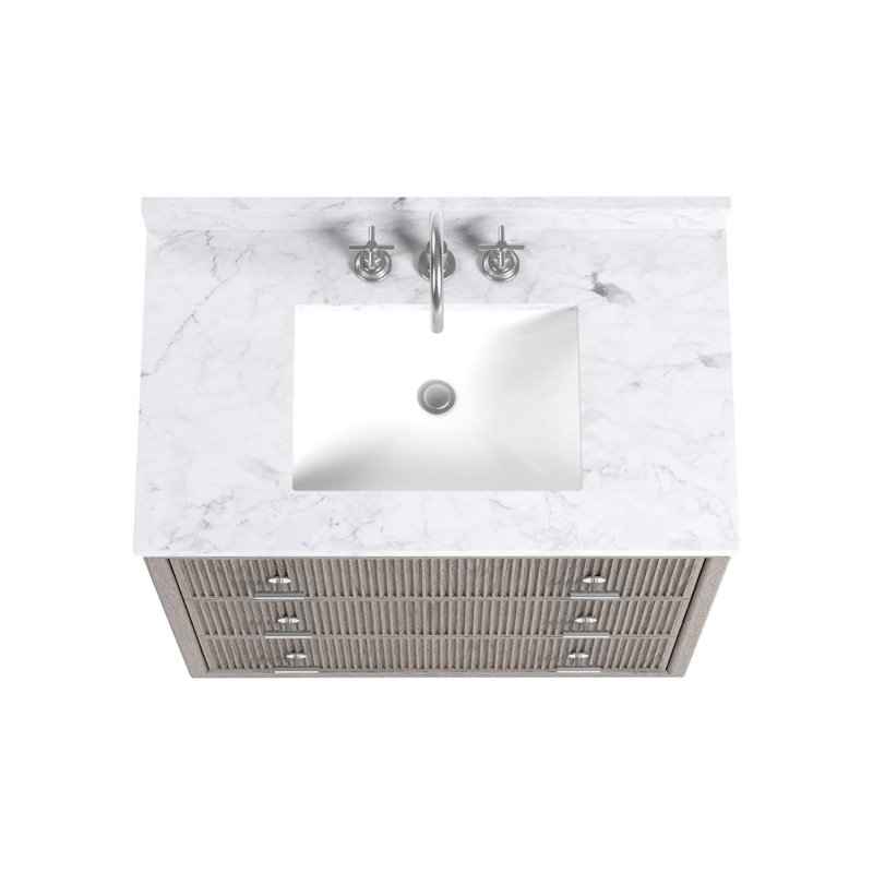 Rhett Vanity, Steel Oak, 36" W, Carrara Marble