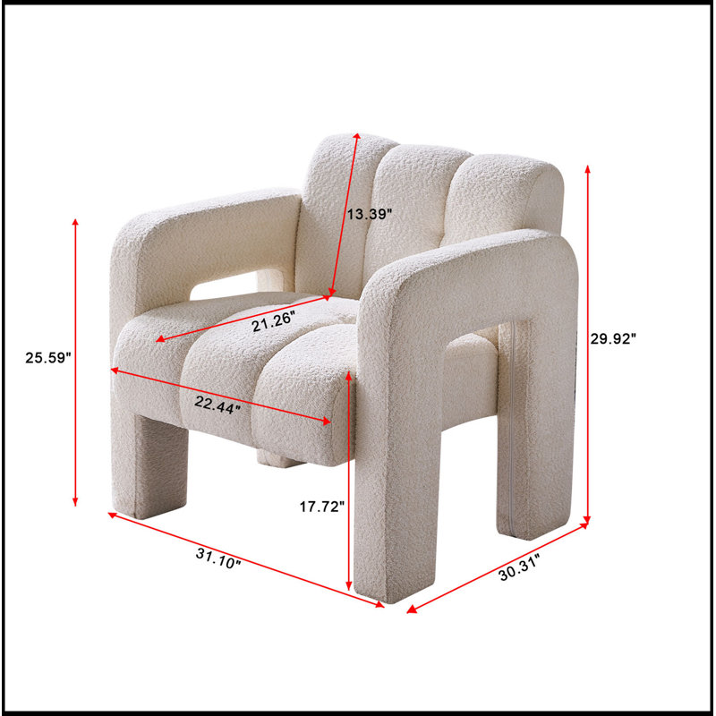 Fauteuil d'appoint rembourré 31,10 po, Beige