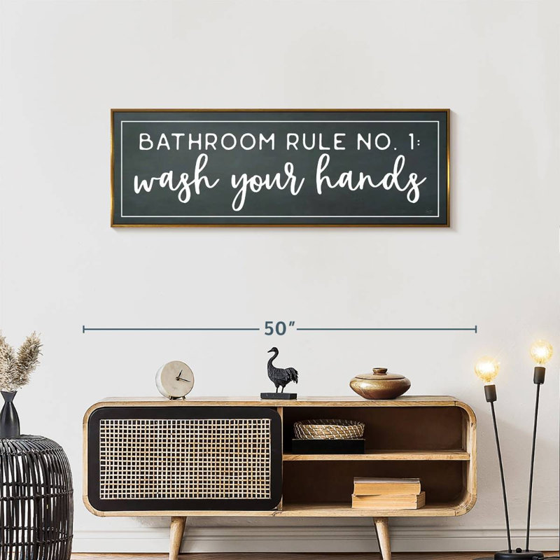 Salle de bain règle n ° 1, Cadre flottant doré, 43 po x 15 po