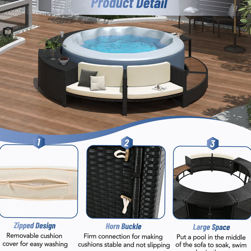 112.2'' Wicker Outdoor Patio Sectional Set