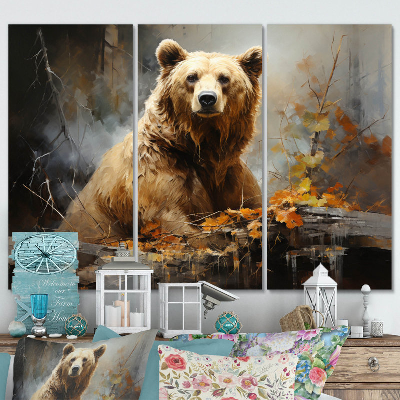 Bear Bears Boundary II sur toile, reproduction de 3 pièces, H 28 po x l 36 po