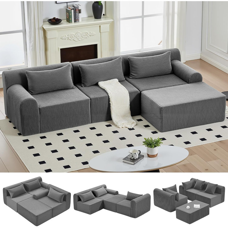 Canapé modulaire 116 po Cloud Couch, Gris