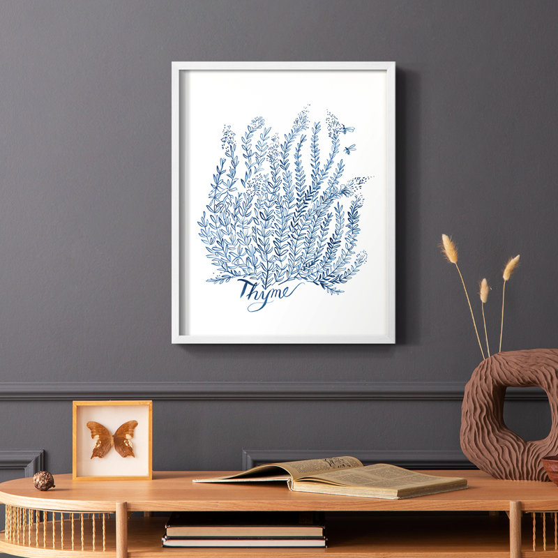 «Summer Herb Garden Sketches IV», reproduction encadrée - bois massif, Blanc, H 20 po x l 16 po