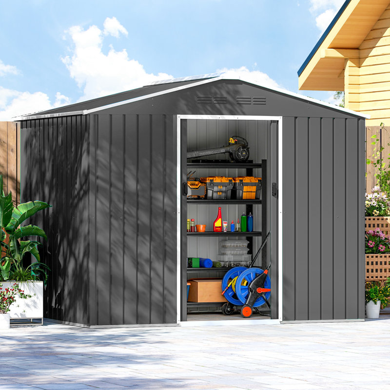Garden Storage Shed, Dark Grey