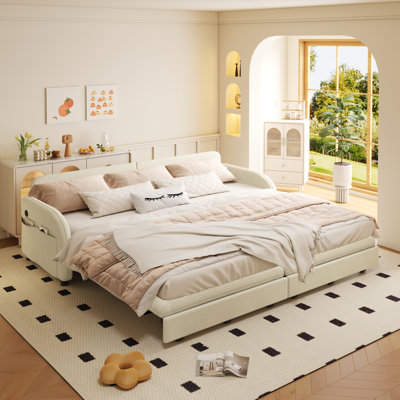 81.1" Fabric Upholstered Multifunctional Pull-Out Couch Bed