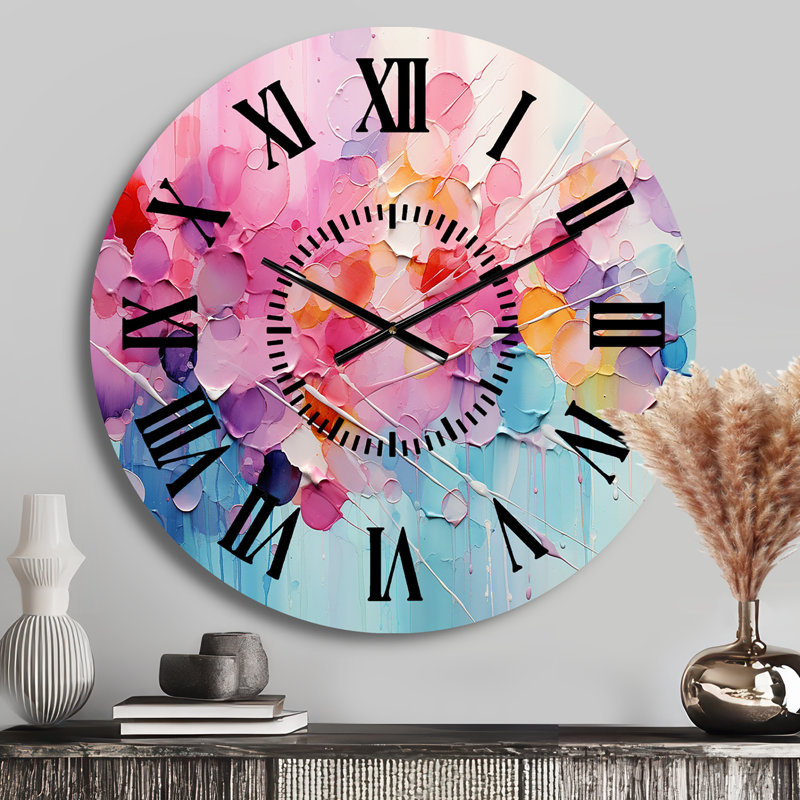 Horloge murale rose et bleu pastel, Médium