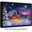 Impression sur toile encadrée noire, village de Noël impressionniste, nuit d'hiver enneigée-1071346367