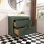 Meuble-lavabo de salle de bain autoportant vert 36 po entièrement assemblé avec structure en bois massif et plateau en marbre d'ingénierie
