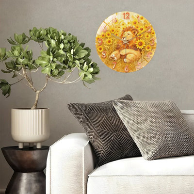 Horloge murale lion tournesol