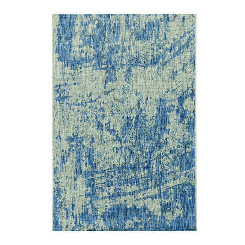 3' X 4' Blue Abstract Area Rug, Rectangle 2'7" x 3'11"