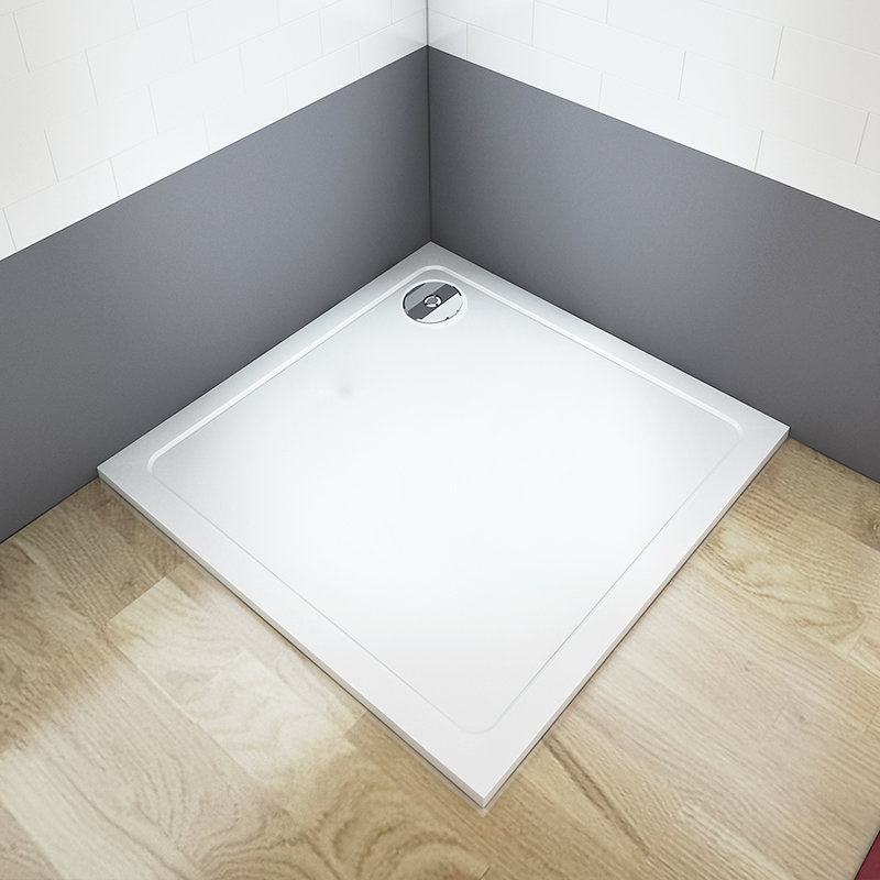 Gisele Stone Shower Tray- White, 30mm H x 760mm W x 760mm D