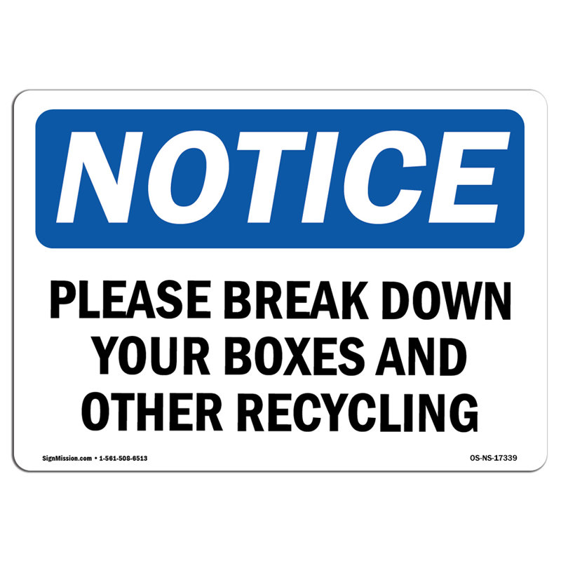 Veuillez démonter vos boîtes et autres panneaux en plastique de recyclage 14 po x 10 po