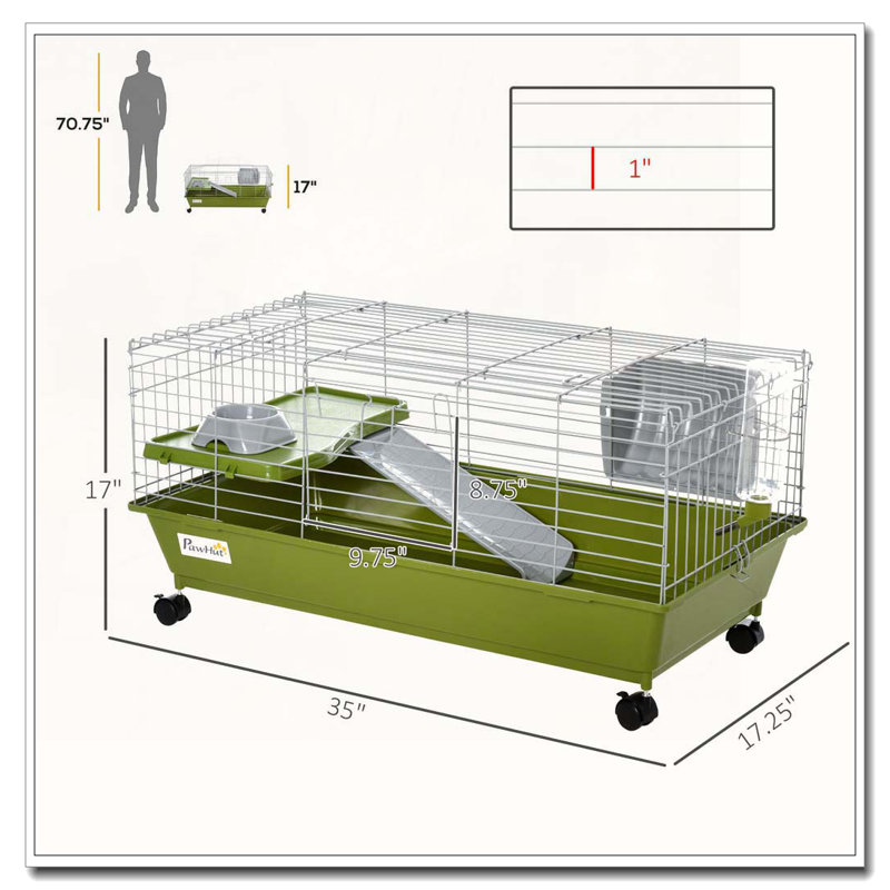 Cage à roulettes pour petits animaux, Vert
