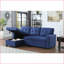 Canapé modulaire avec lit simple escamotable et amp; Chaise avec rangement - Lin bleu marine | Petits espaces / invités de nuit-426581319