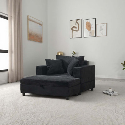 Repose-pieds modulaire rembourré avec rangement - Repose-pieds multifonctionnel avec compartiment caché pour le salon et la chambre à coucher