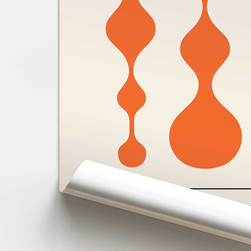 Orange Retro Bauhaus, reproduction d'affiche dans un cadre, H 14 po x l 11 po x P 0,1 po, Impression sans cadre
