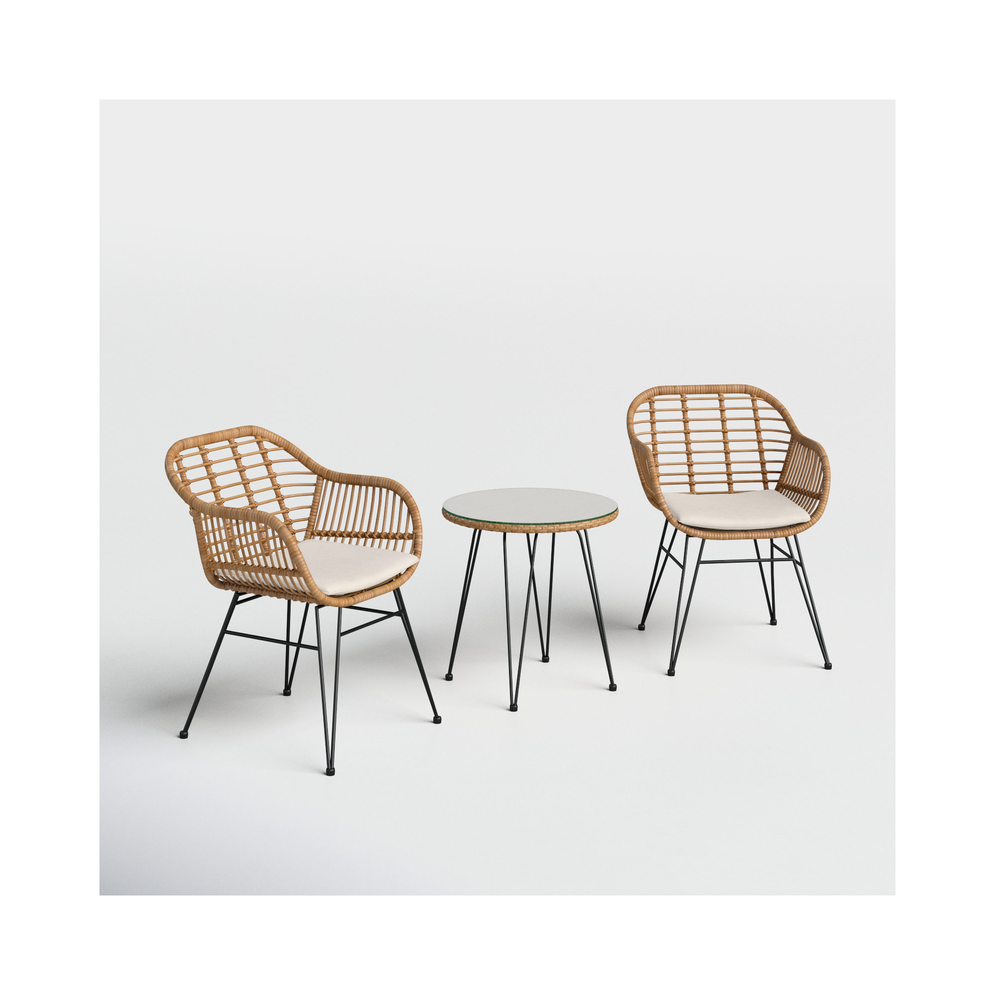 Fuze Wicker 2 - Person Patio Conversation Set with Cushions, Beige