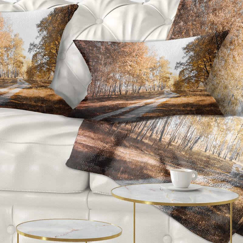 Coussin lombaire en bouleau d’automne, droit forest road