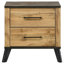  Table de chevet 2 tiroirs Mid-Century Modern - Table de chevet en pin naturel avec finition brun patiné