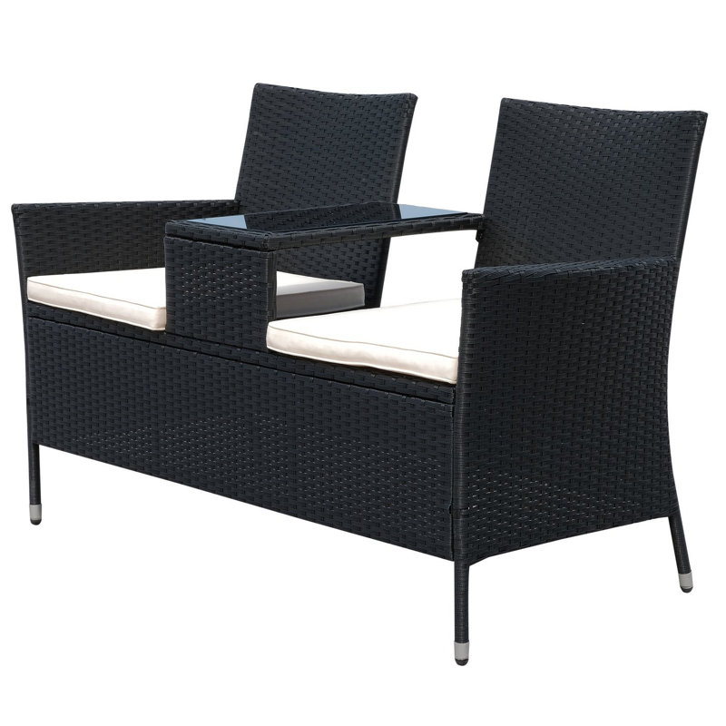 Yatendra Rattan Love Seat, Black