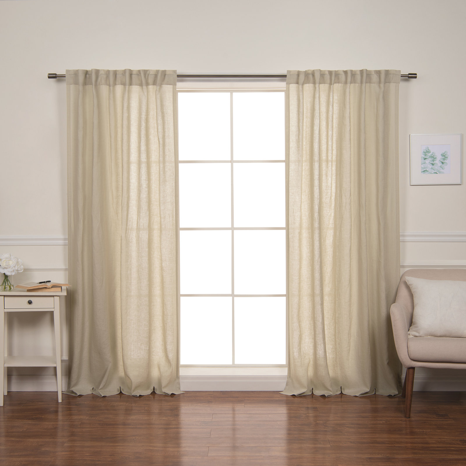 Gwen Semi-Sheer Linen Curtain Panel Set, Dark Gray, 52" W x 84" L