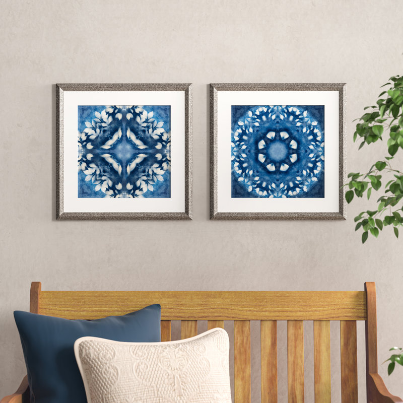 " Navy Nature " 2 - Pieces, Brown Framed