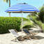Portable 40+ Beach Umbrella, Adjustable & Tiltable, 2 Cup Holders Hooks, Blue White Stripe Vent Canopy Tilt And Protected Shelter, Vented Umbrella