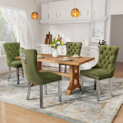 Ensemble de 4 chaises de salle à manger haut de gamme rembourrées en velours capitonné